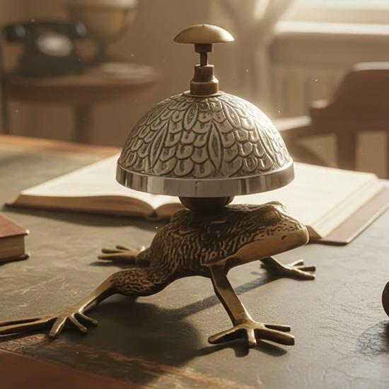 Frog Desk Bell Handcrafted Brass Call Bell Antique Style Office Table Decor Home Decor