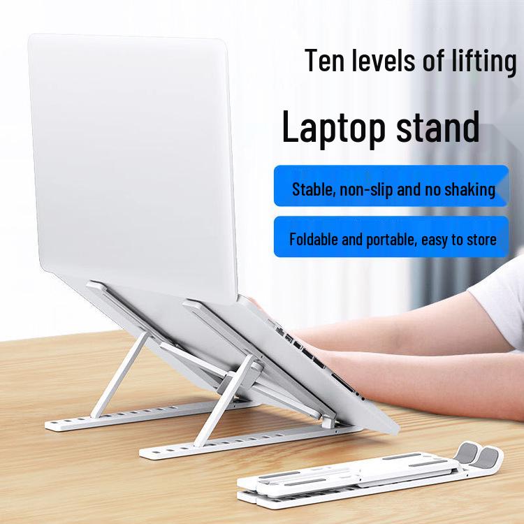 Foldable Plastic Laptop Stand with Cooling & Storage
