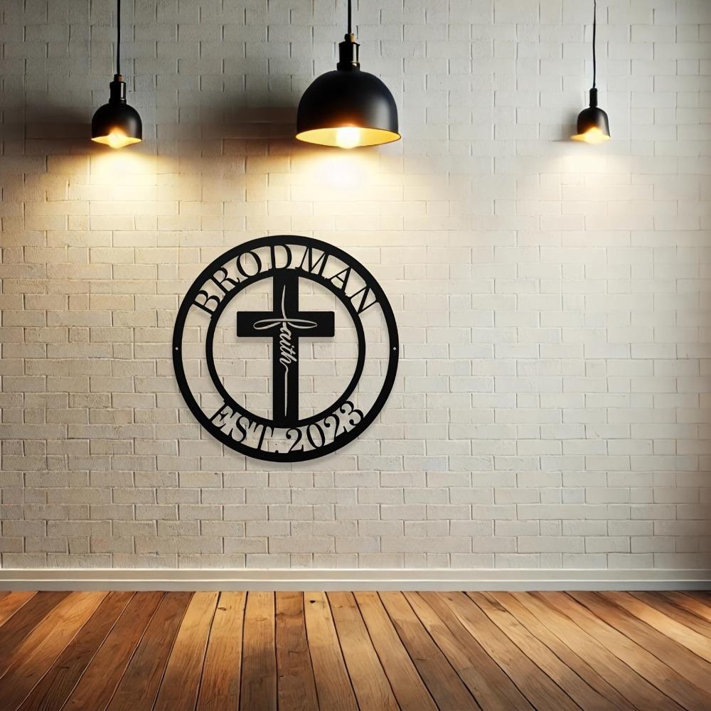 Personalizable Metal Cross Wall Decor, Hanging Sign for Home Door Outdoor Party Scene, Valentine Gift