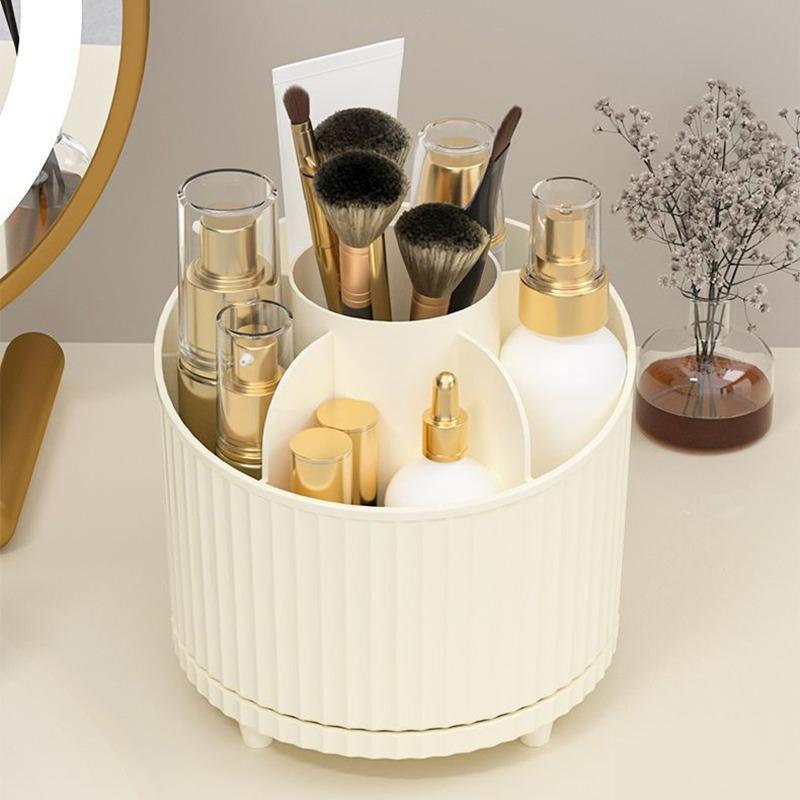 Weiß Rosa 360° drehbarer Make-up-Organizer Tragbare Desktop-Kosmetik-Aufbewahrungsbox Badezimmer Multifunktionaler Lippenstift-Pinselhalter