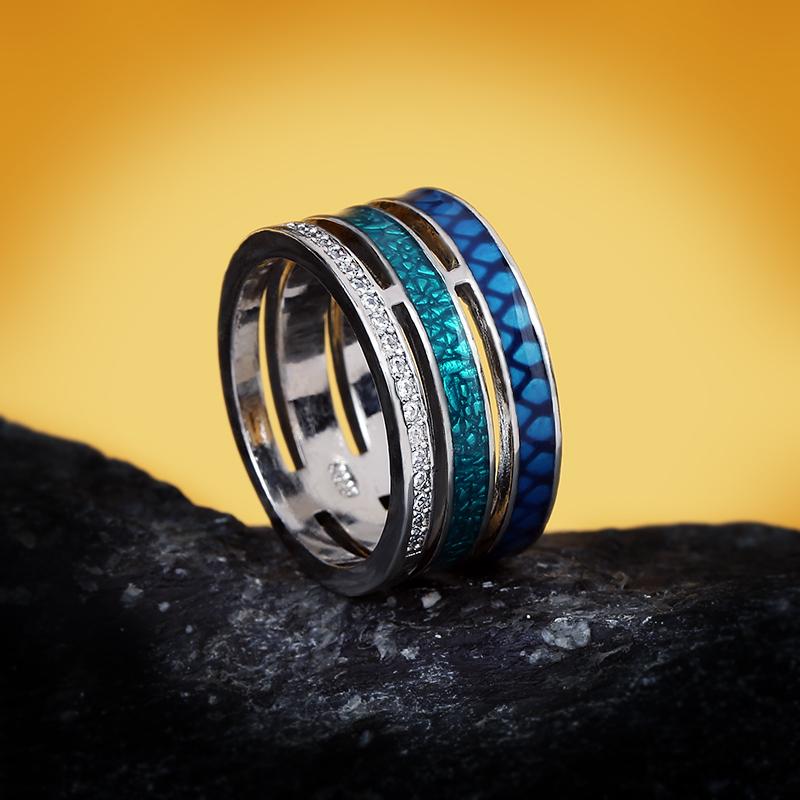 

Fashion Creative Three-layer Blue Zircon Geometric Ring 925 Handmade Enamel Jewelry Engagement for Women 10