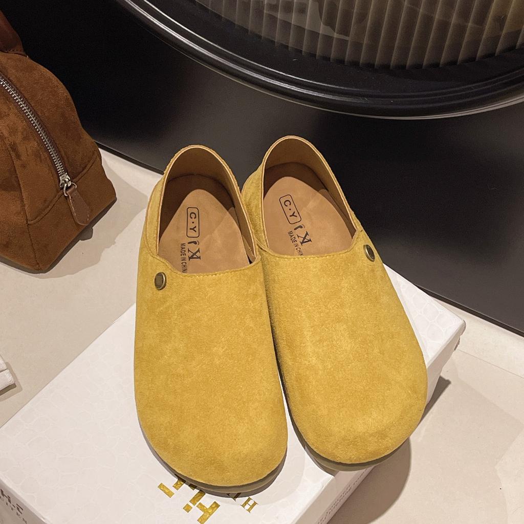 Comfortable two-wearing Boken shoes for women in spring and summer 2025, new flat-bottomed versatile Doudou single shoes, lazy one-pedal Boken shoes