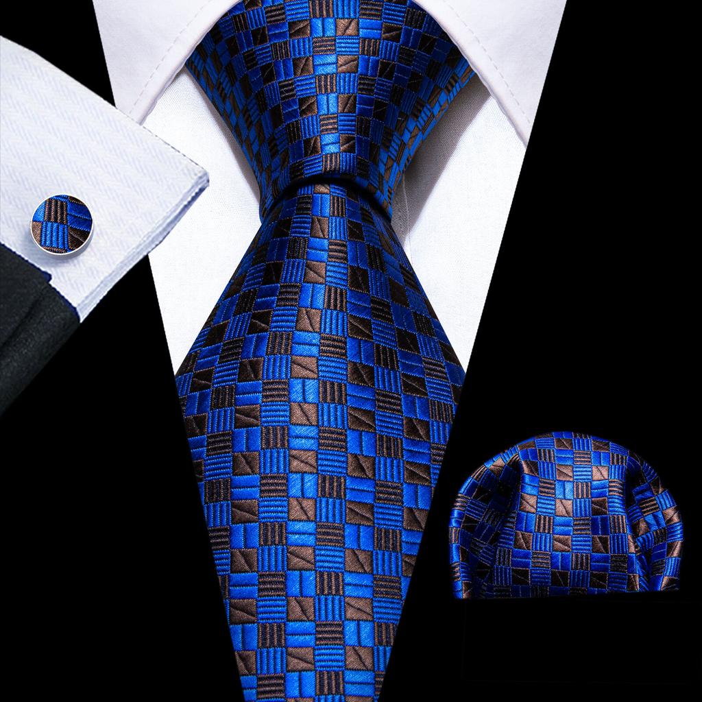 Barry.Wang Floral Ties for Men Woven Paisley Wedding Necktie Handkerchief Cufflinks Formal Casual Set
