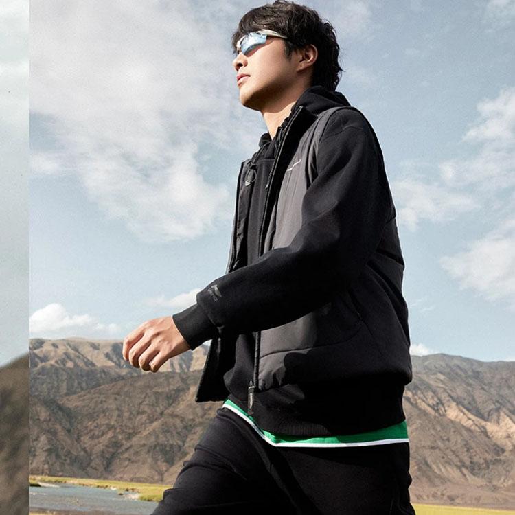 Li-Ning CF Series Solid Color Zip Stand Collar Sleeveless Vest Men Vests Black AMMT019-1