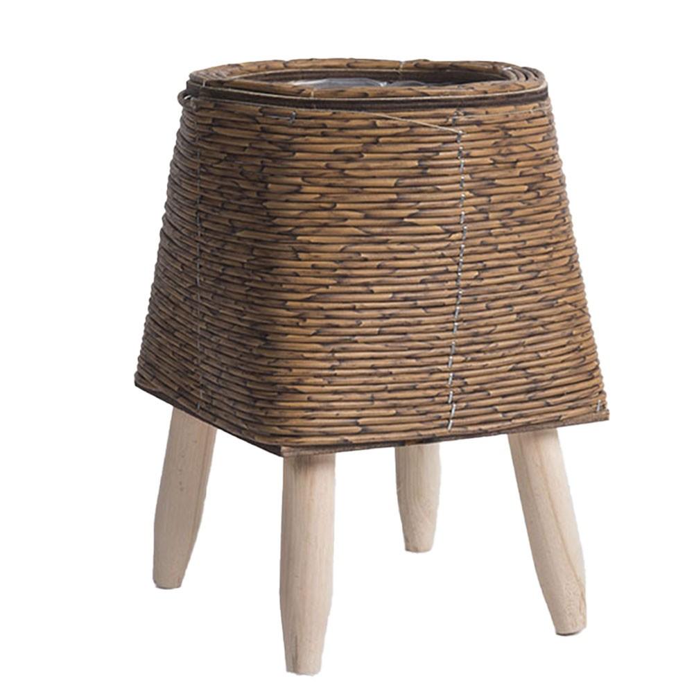 Desktop Plant Storage Indoor Rattan Flower Stand Triangular Bracket