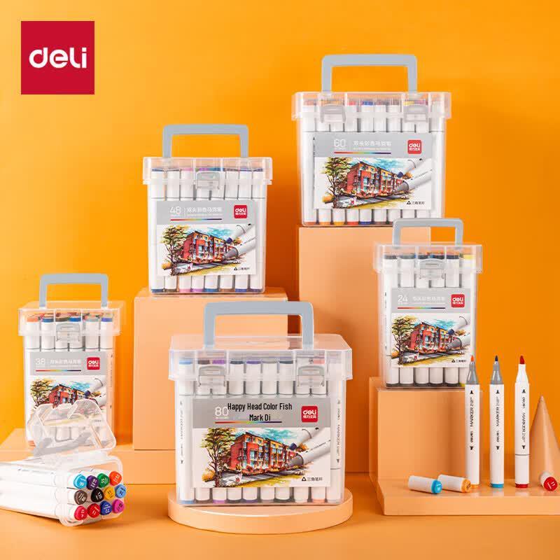 Deli Dual-Tip 24-Color Professional Art Markers