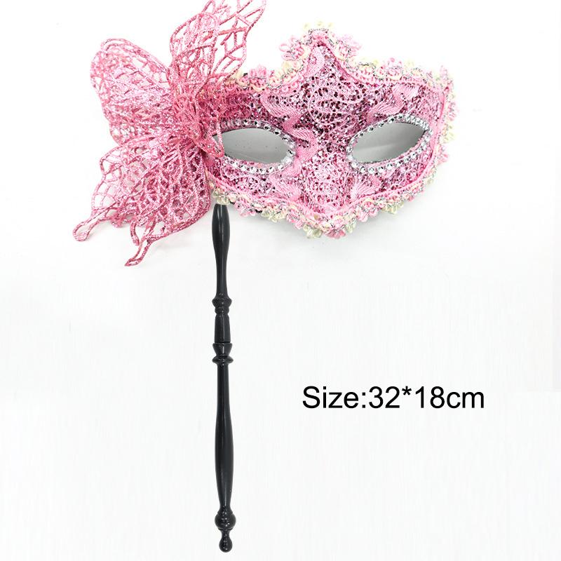 

Side Butterfly Handheld Masquerade Masks Fashion Half Face Eye Mask Woman Party Makeup Ball Venetian Party Mardi Gras Mask A16