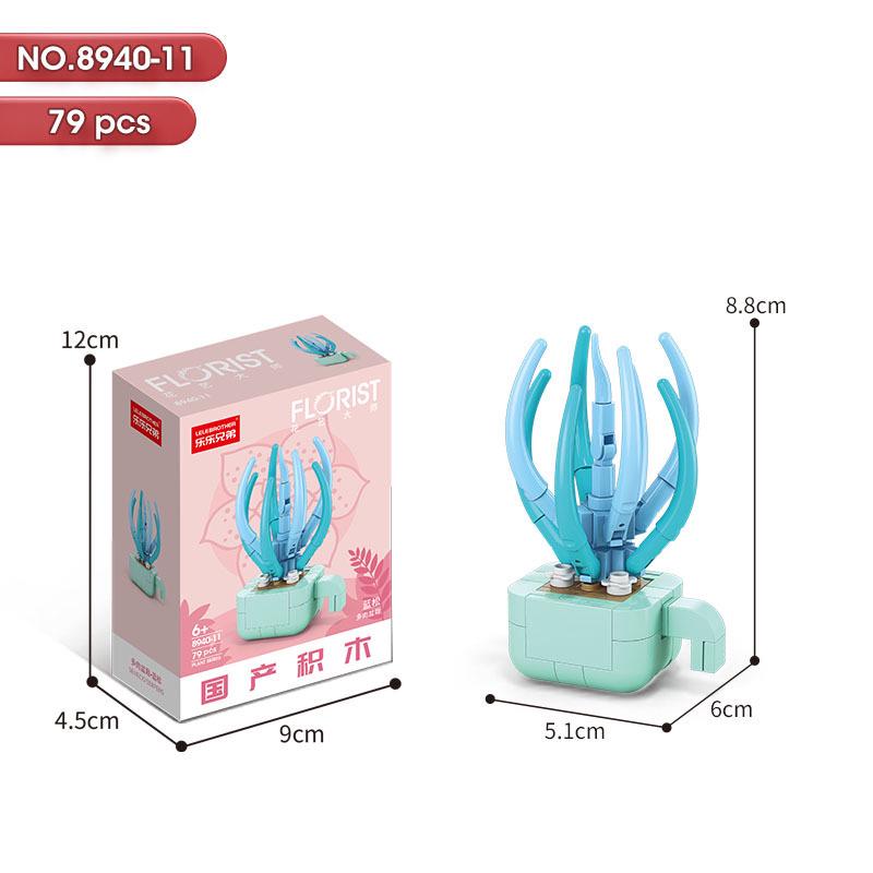 Succulent Bonsai Building Block Flowers - Compatible with Lego, Small Particle Assembly Toys for Girls