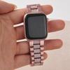 For Apple Watch Series 10 42mm/9 8 7 41mm/6 5 4 SE SE (2022) SE (2023) 40mm/3 2 1 38mm Metal Smart Watch Band Three Beads Rhinestone Decor Bracelet