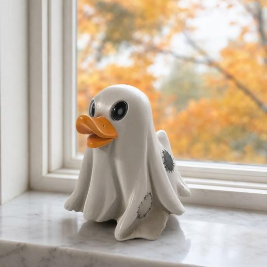 Halloween Resin Rubber Duck, Cute Decor with Big Eyes & Orange Beak, Fade-Resistant for Indoor Outdoor Desktop Garden Display, Party