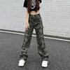 Amerikanische Ins Retro Camouflage Latzhose Herren und Damen Trendige Streetwear Lockere Gerade Jeans