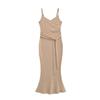 European Style V-Neck Pleated Slim Fit Suspender Dress