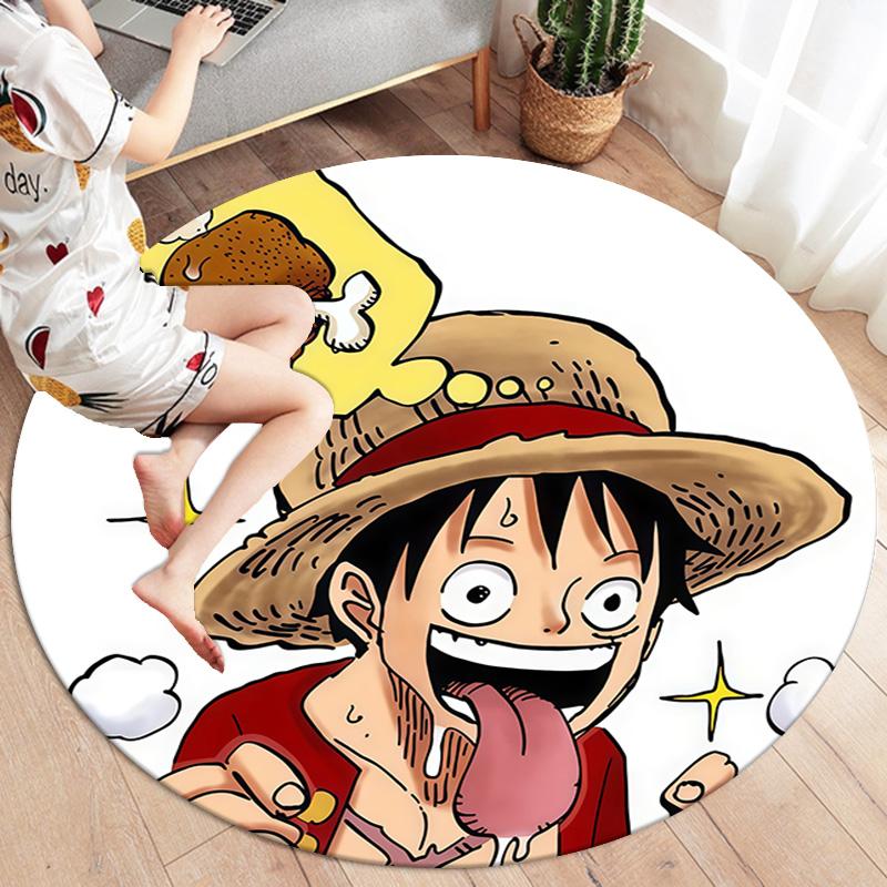One Piece Monkey D Luffy Round Area Rug Carpet Rug For Living Room Bedroom Sofa Playroom Decor Nonslip Floor Mat