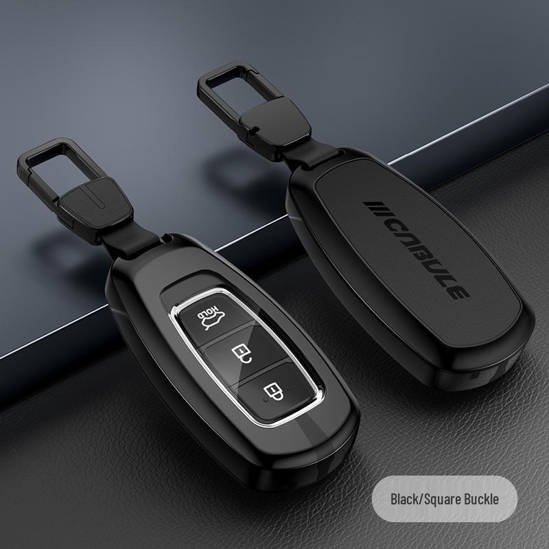 Bilnyckelskydd för Beijing Hyundai Mistra, Elantra, ix35, Festa, ix25 - Metall-läderväska med spänne.