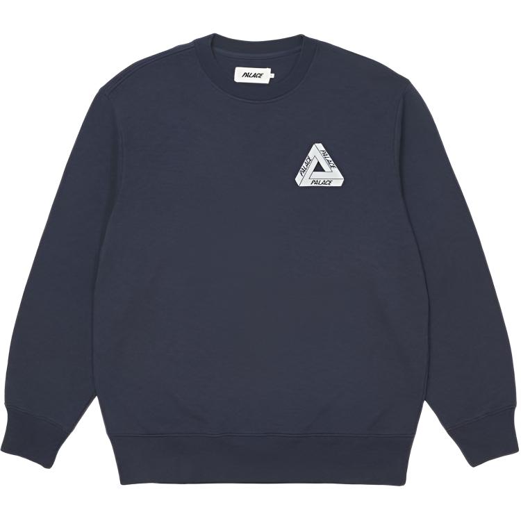 Palace FW21 Slub Crew Triangle Logo Print Sweatshirt Unisex Sweatshirt Navy-Blue P21CS069