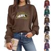 Women's Winter Leopard Embroidery Sequin Lips Round Neck Pullover