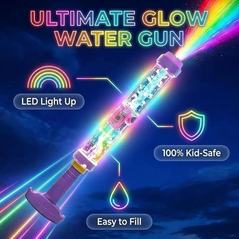 Pistola ad Acqua LED Arcobaleno con Luce Luminosa per Piscina, Spiaggia, Giochi all'Aperto