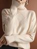 New In Autumn Winter Women Turtleneck Sweaters Full Sleeve Pullovers Spliced Thick Sweater Lozenge Elegant Lady Solid Outwear