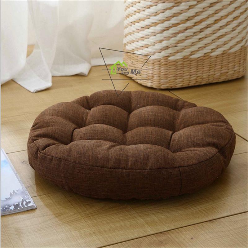 45x45 см круглая форма хлопок лен подушка коврик для йоги спальня татами пол окно стул сиденье коврик 45x45cm коричневый 8565₽