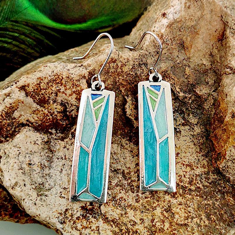 925 Retro Thai Silver Opal Earrings: Handmade European & American Style Colorful Mosaic Design