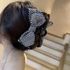 2025 High-End Bow Plaid Shark Claw Clip for Women - Elegant Large Hair Accessory
