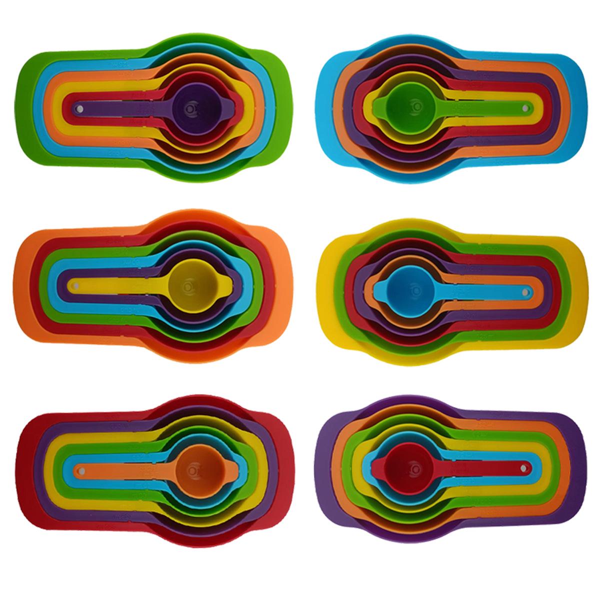 

Six-Piece Multipurpose Color Measuring Spoon Set with Scale & Handle - Food Grade Baking Tools