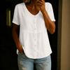 Women's Fashion V-Neck Button-Down Short-Sleeve -Color Casual Top