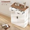 Modern Sideboard with 2 Drawers and 2-Door Cabinet, Adjustable Internal Shelf, White and Wood