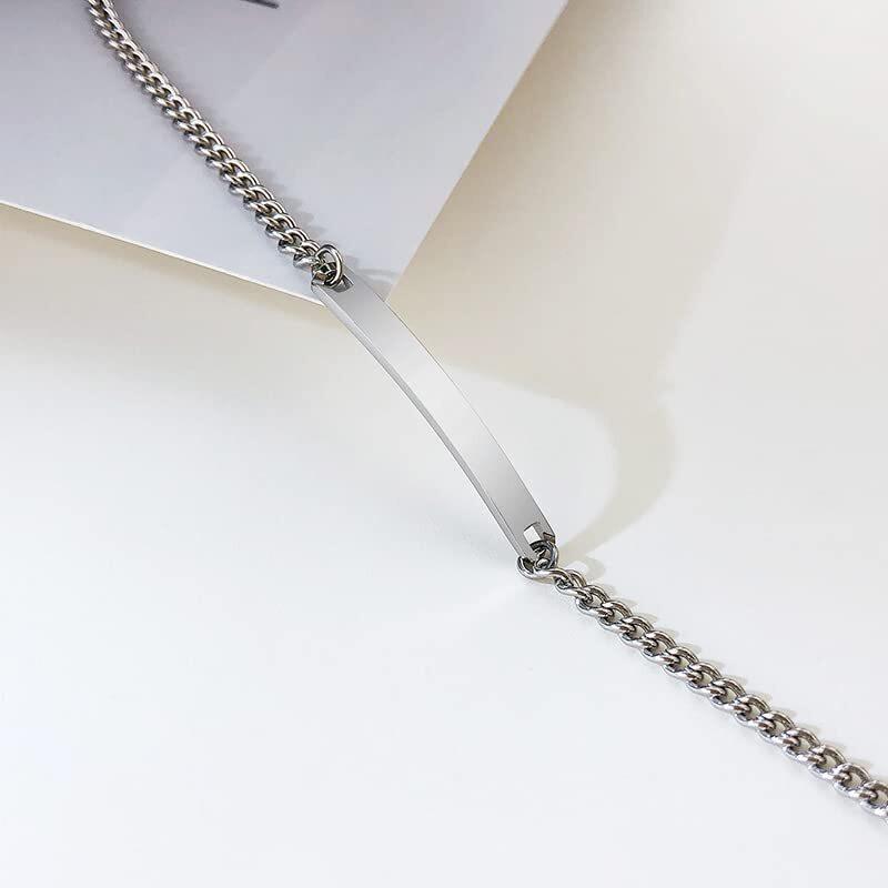 Vnox Free Engraving Namepate Bracelets For Women Men Stainless Steel Silver Color Adjustable Chain Bracelet Fashion Jewelry