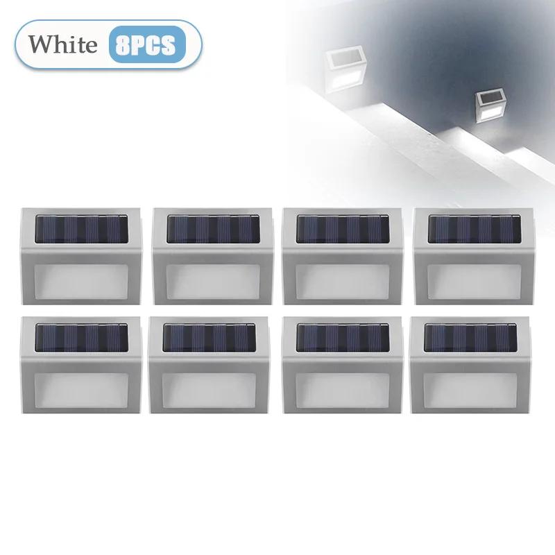 1-8PCS Solar Stainless Steel Step Light Waterproof Anti-corrosion and Environmental Protection Wall Light for Garden Fence Wall