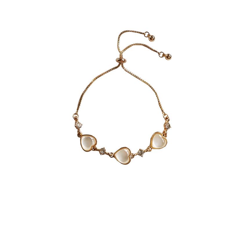 Adjustable Cat's Eye Stone Love Bracelet - Fashionable Jewelry for Women