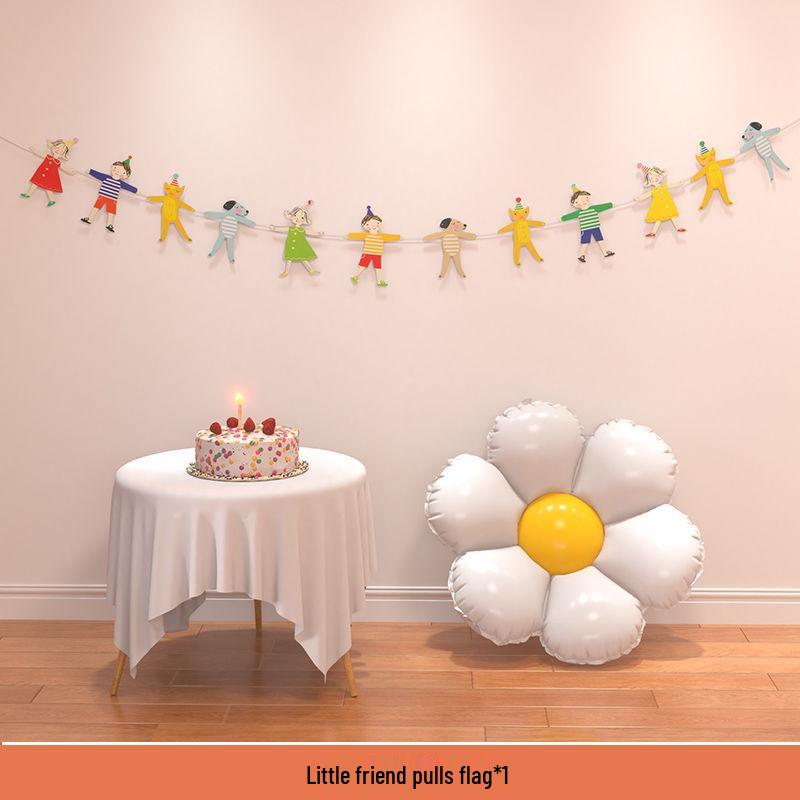 Birthday Pom Pom Bunting Set for Kids - First Party Decor & Photo Props