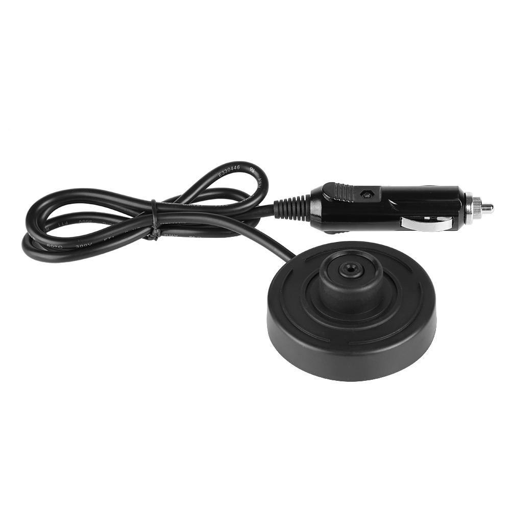 12/24V Vyhřívací hrnek, 450ml Auto Elektrický Nerezový Vyhřívací Hrnek Kávový Čajový Hrnek Černý na Zimní Cestování