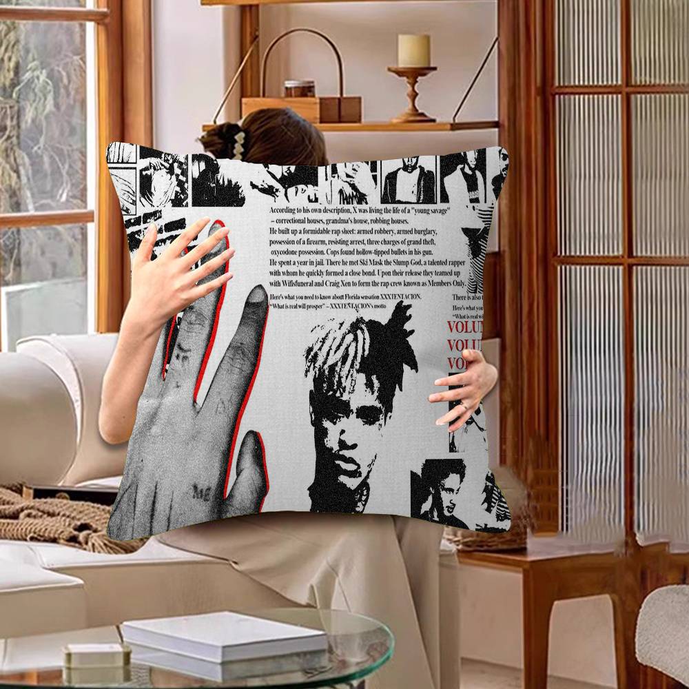XXX-Tentacion Rock Rapper Pillow Covers Cartoon Sofa Decorative Home Double-sided Printing Short Plush Cute Cushion Cover