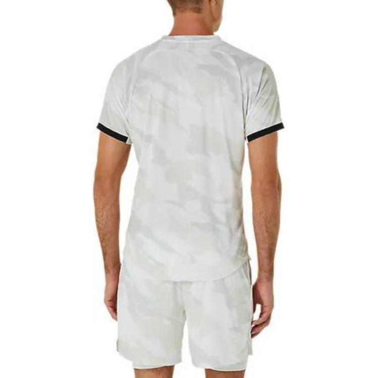 Asics Match Graphic Short Sleeve V-Neck Top Men Tops Gray 2041A245-100