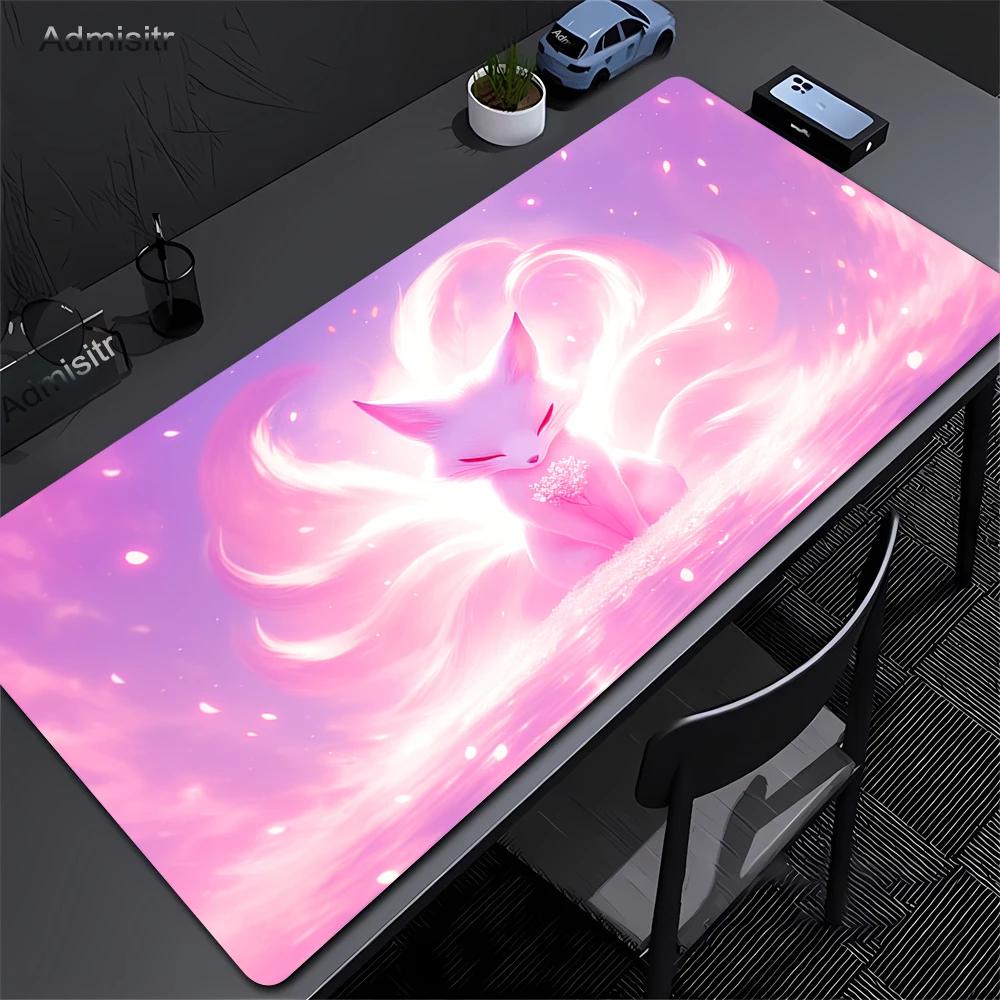 

Pink Fox Large Gaming Mousepad XXL Gamer Mouse Pad Office Long Table Accessories Mouse Mat Kawaii Nine-tailed Fox Desk Mat Xxl 60x30cm