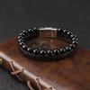 Natural Tiger Eye Stone Bracelet for Men Leather Cord Beaded Wristband Agate Bracelet Male Fashion Jewelry