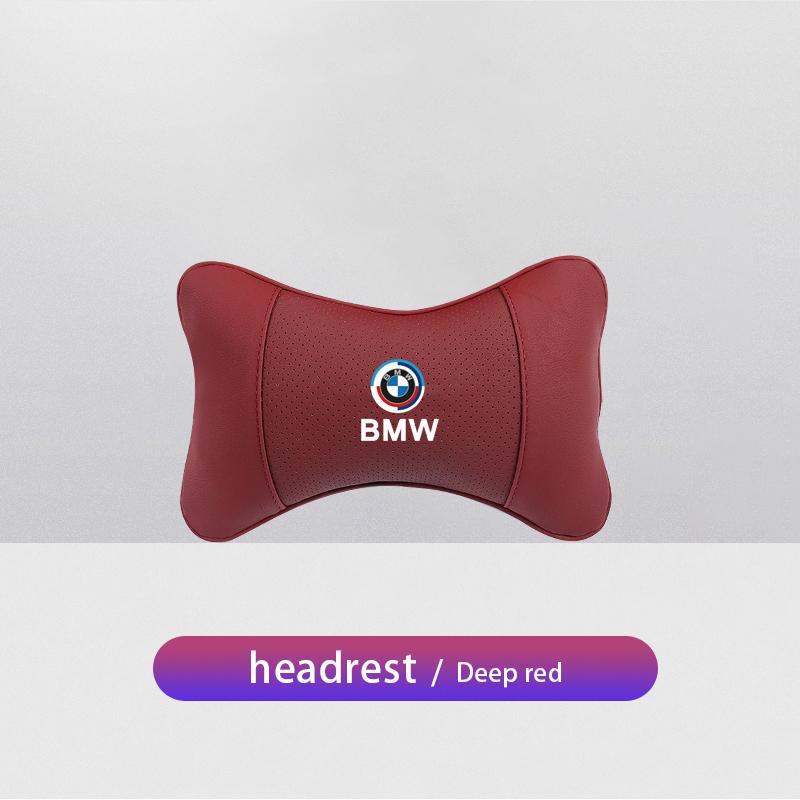 High-quality Leather Car Seat Headrest Memory Foam Comfort Pillow Auto Interior For BMW 50th Anniversary E46 E53 E93 X5 E92 E91