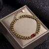 Personalized Inlaid Square Colored Zircon Titanium Steel Jewelry Stainless Steel Thick Chain Simple Women's Bracelet