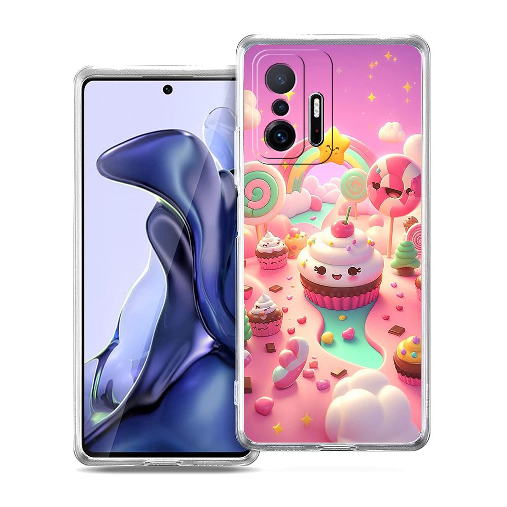 Transparent Phone Case for Xiaomi Mi 14 13 12 11 Ultra 13T 12T 11T Poco X3 NFC F3 F6 Pro Lite Soft TPU Shell Ice Cream Pattern