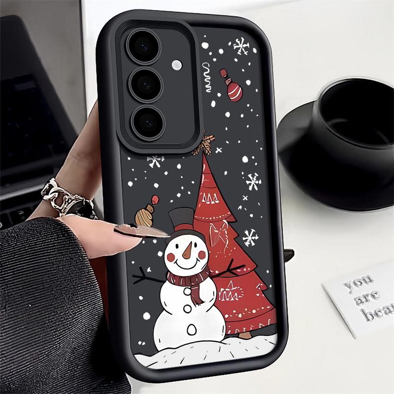 Cartoon Christmas Snowman Phone Cover For Samsung Galaxy S25 Edge S24 FE S23 S22 Ultra Plus A17 A56 A36 A16 A15 A55 A54 A53 5G Soft Phone Cover