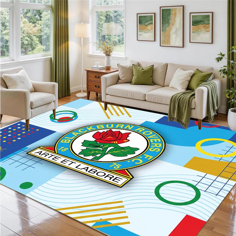 Blackburn Rovers Football Design Crystal Velvet Rug Soft Decorative Mat for Bedroom Entrance