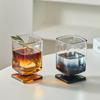 Gradient Colored Square Glass Uniquely Maillard Colored Low Footed Glass Vintage Style Juice Glass Sparkling Water Cup