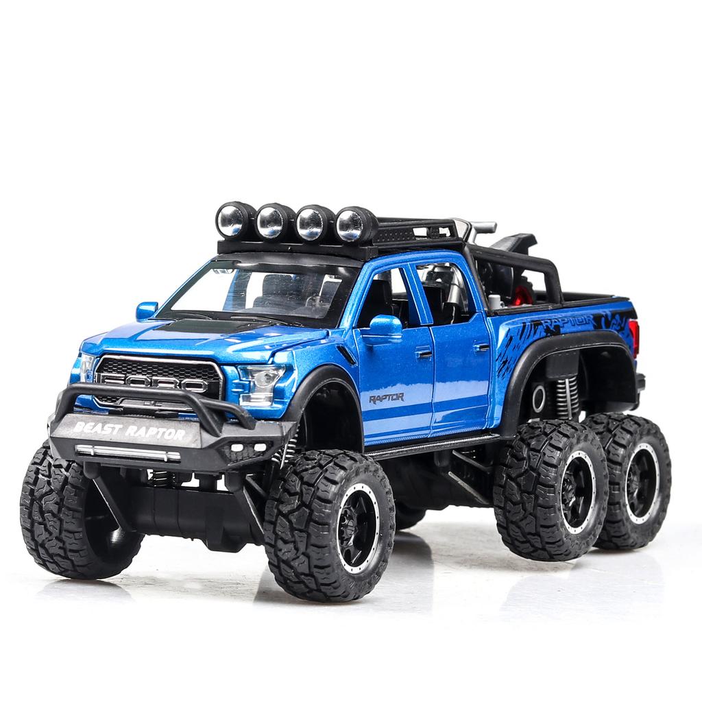 1/28 Ford Raptor F150 Alloy Car Model Diecast Toy Metal Modified Off-Road Vehicles Car Model Sound Light Collection Kids Gifts