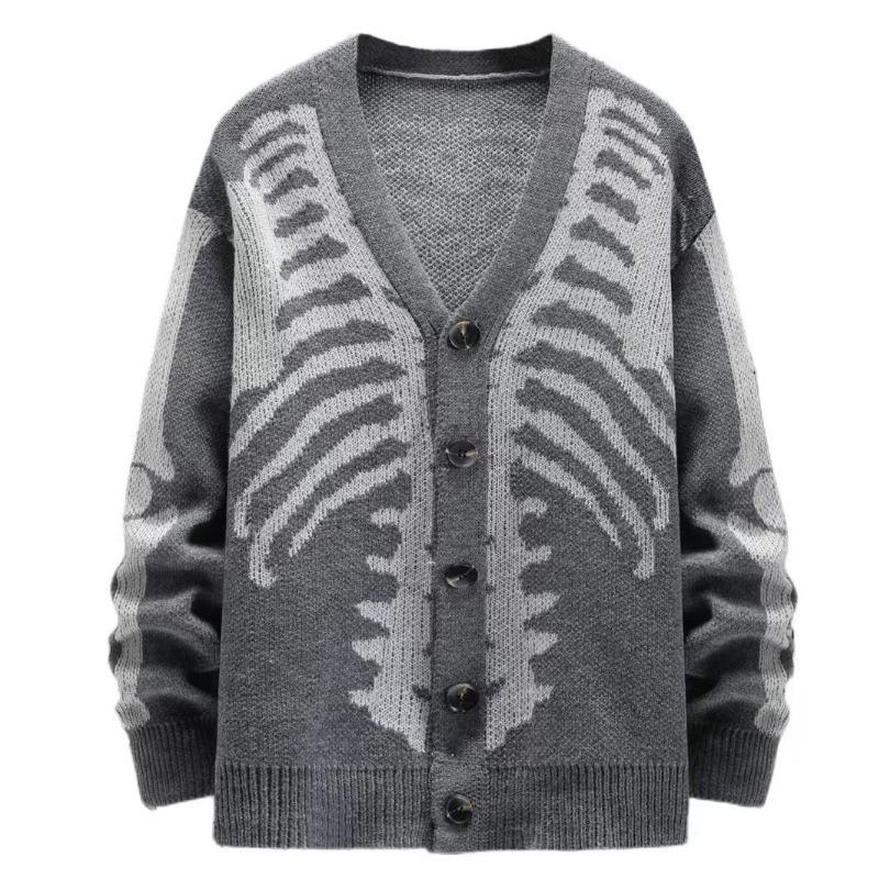 Unisex Halloween Jacquard Knit Cardigan Sweater