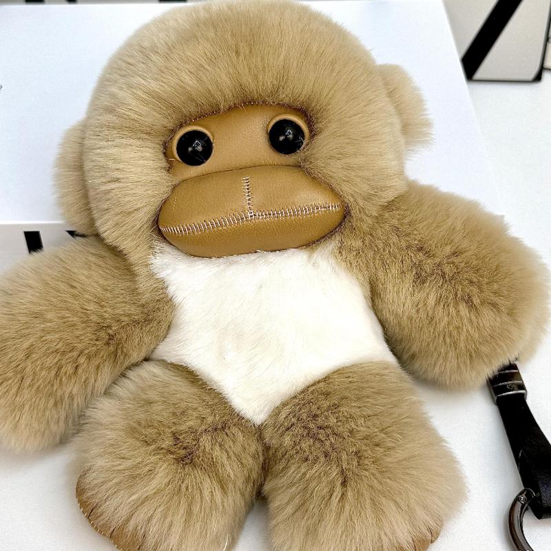 [Little Monkey] Real Rex Rabbit Hair Bag Pendant Car Keychain Cute School Bag Pendant