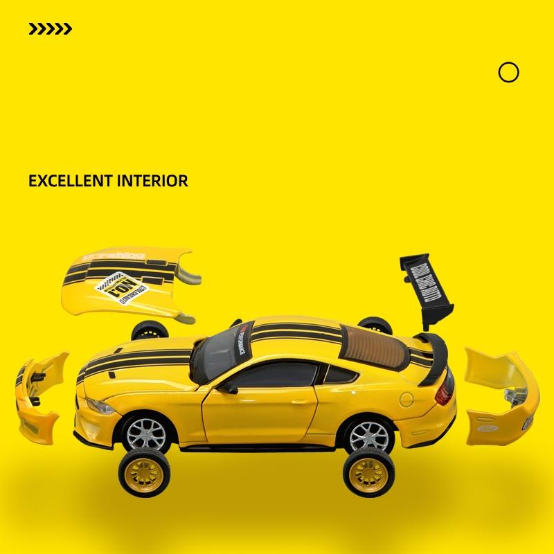 1/42 Ford Mustang GT Racing Toy Car CCA Assembly Model Kit Diecast Alloy Miniature Free Wheels Collection Gift for Boys Children