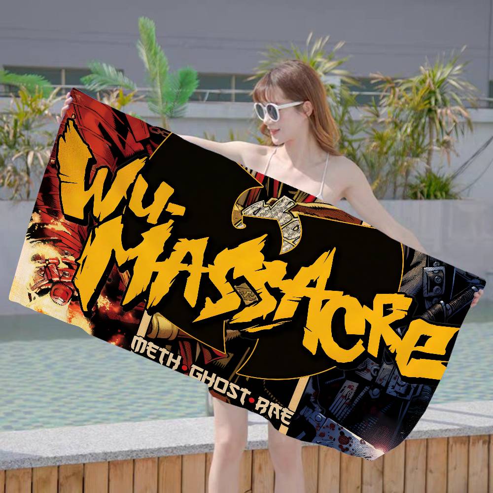 WU-T--TANG CLAN Band Bath Towel Microfiber Soft Water Absorbing Breathable For Girl Kids Decorative Cartoon Beach Towel