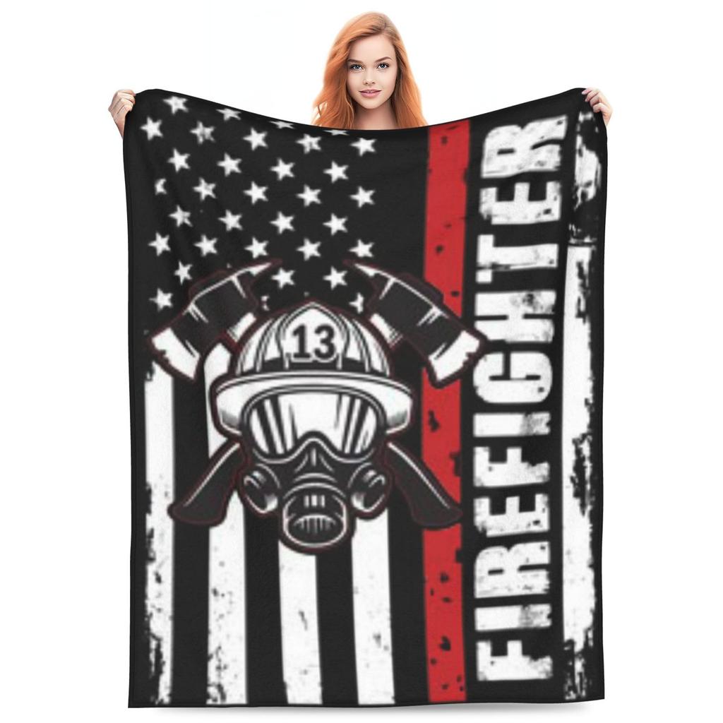 Firefighter blanket gift for firefighter man dad husband adult bedroom living room decoration flannel blanket