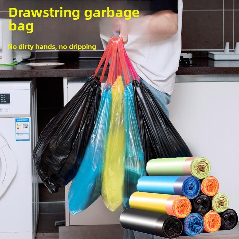 60 Pcs Self Closing Handheld Drawstring Household Kitchen Waste Bags